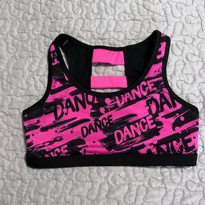 Pink and Black Dance Sports Bra Justice size 10-12